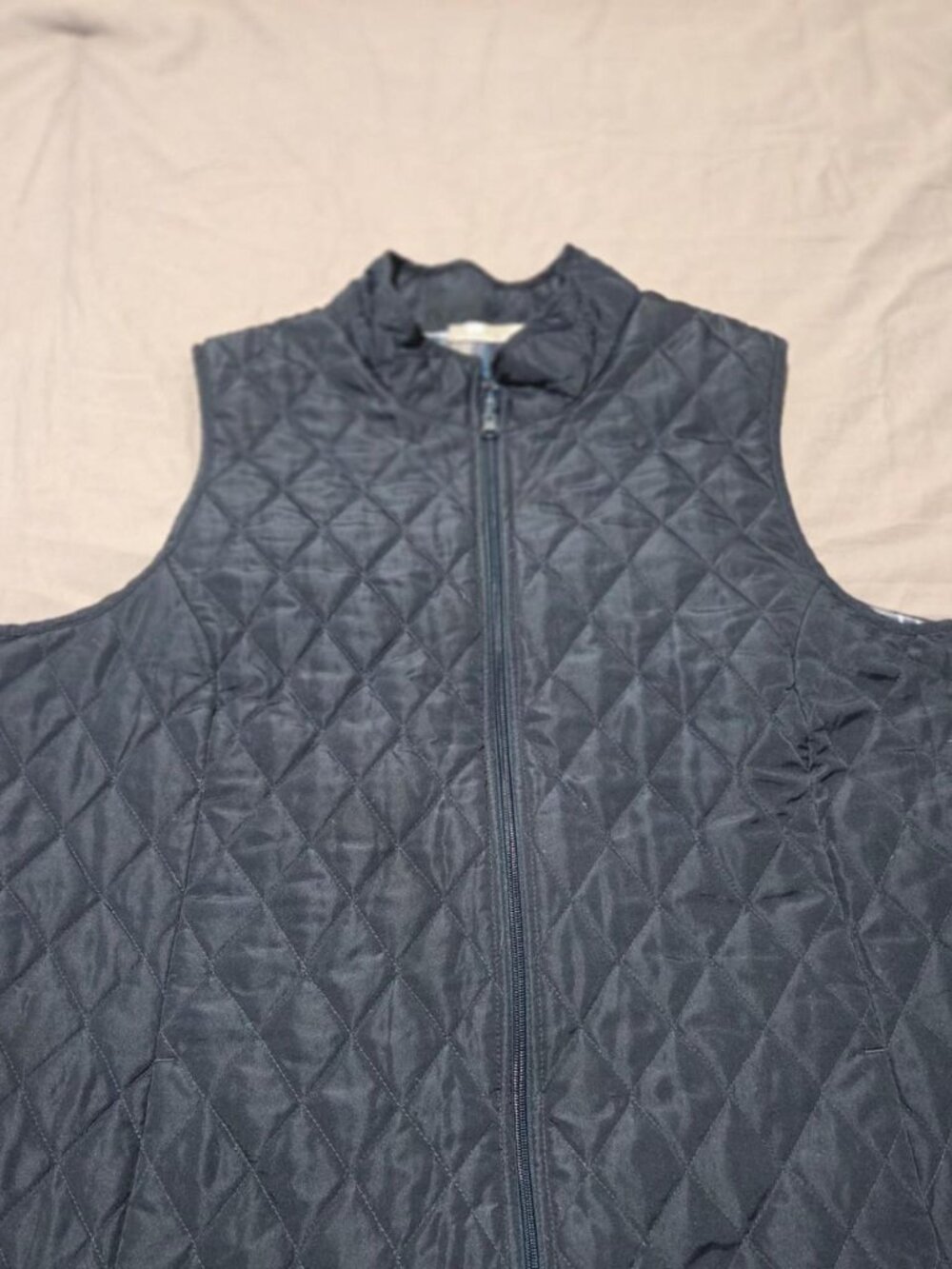 Lee Riders Navy Diamond Quilted Vest Plaid Lined - Women's 1X